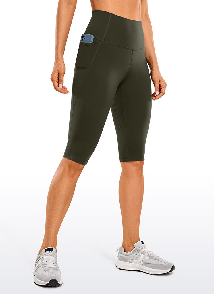 CRZ YOGA Women's Butterluxe Knee Length Pockets Capri Leggings 13" Forest Dark Green