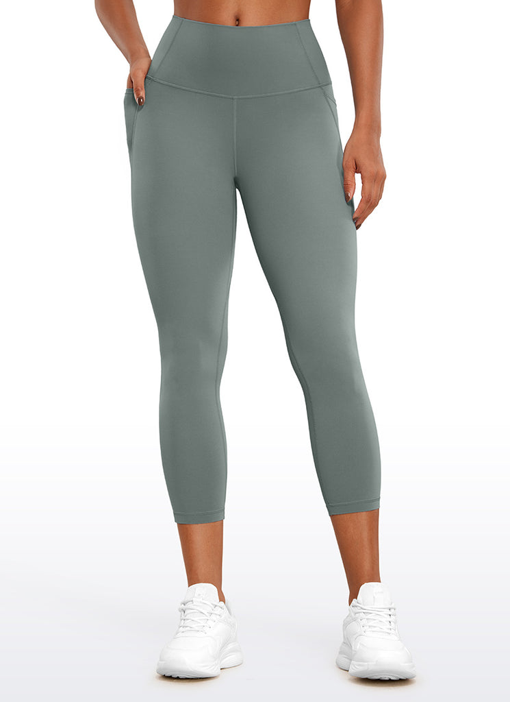 CRZ YOGA Womens Butterluxe High Waist Pockets Capri Leggings 23'' Grey Sage