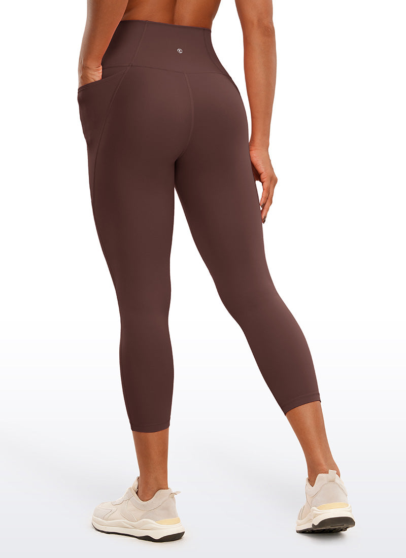 טייץ קאפרי Butterluxe עם כיסים במותן גבוה לנשים של CRZ YOGA, אורך 58 ס"מ, בצבע אפור-חום