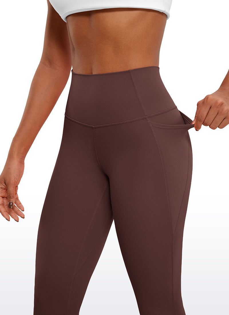 טייץ קאפרי Butterluxe עם כיסים במותן גבוה לנשים של CRZ YOGA, אורך 58 ס"מ, בצבע אפור-חום