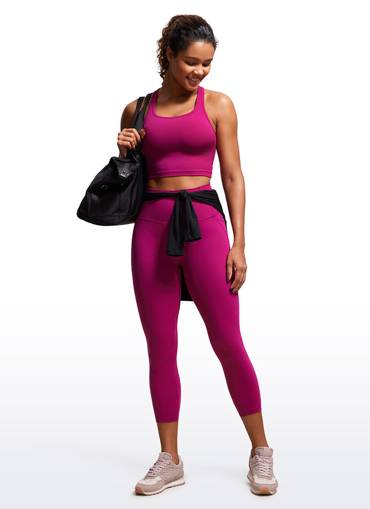 CRZ YOGA Womens Butterluxe High Waist Pockets Capri Leggings 23'' Dark Red