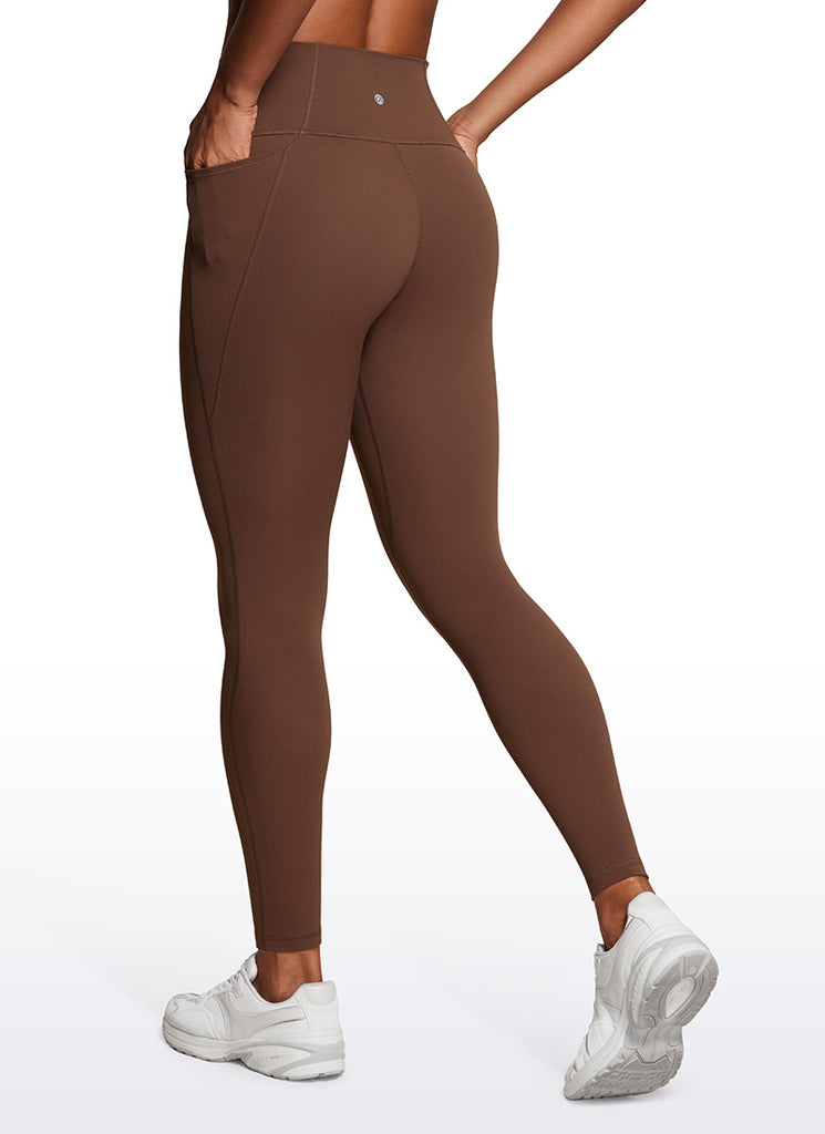 CRZ YOGA Womens Butterluxe Pockets Workout Leggings 28" Coffee Brown