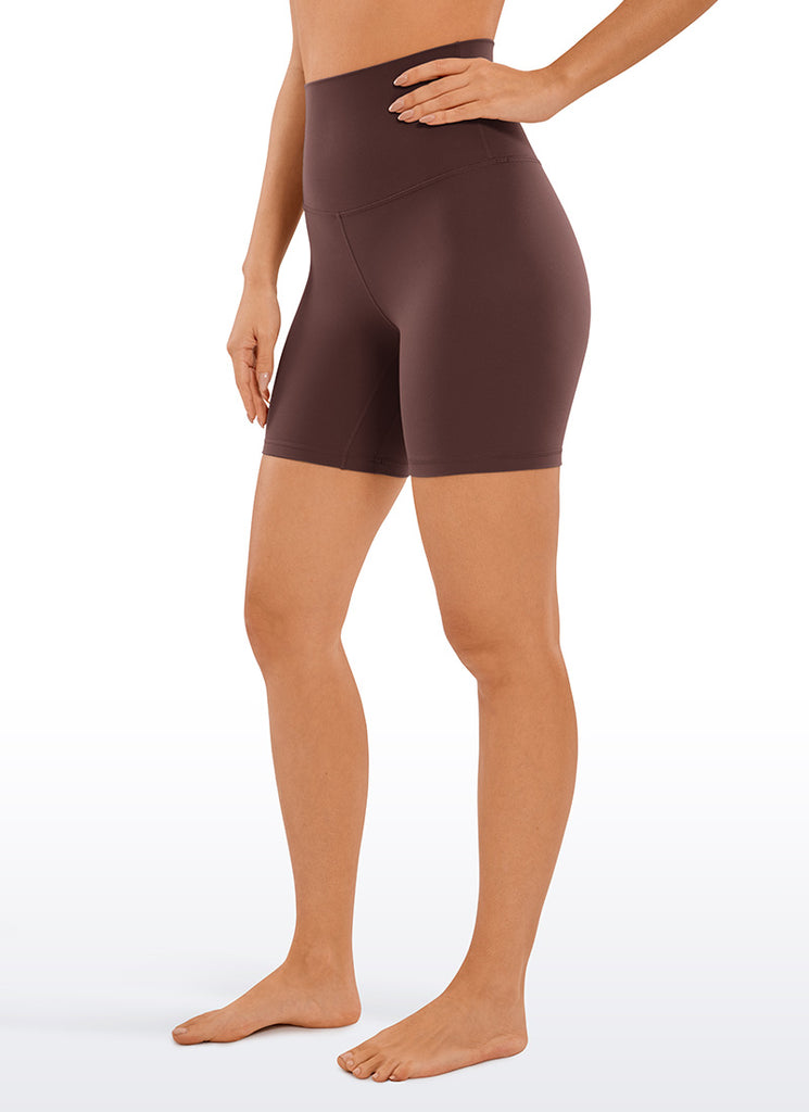 CRZ YOGA Women's Yoga Super High Waist Butterluxe Shorts 6'' Taupe