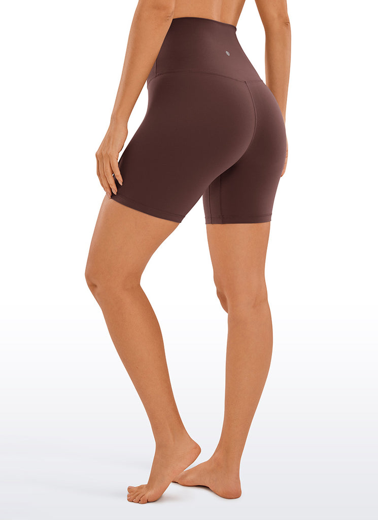 CRZ YOGA Women's Yoga Super High Waist Butterluxe Shorts 6'' Taupe