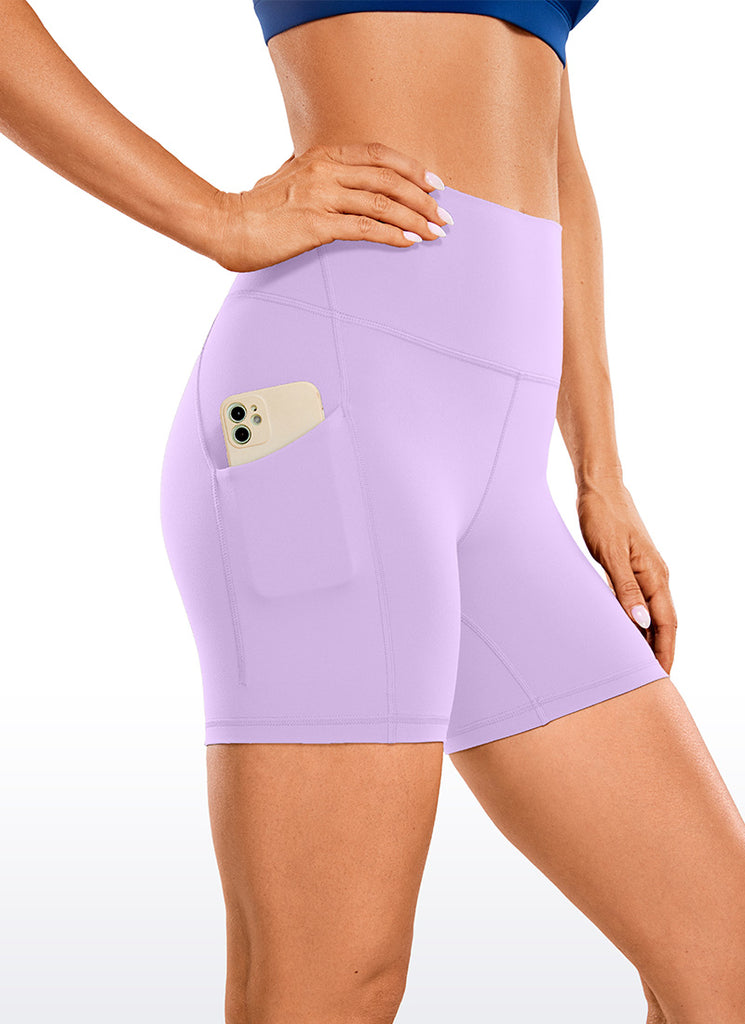 CRZ YOGA Women's Yoga High Rise Biker Butterluxe Pockets Shorts 5'' Briar Rose