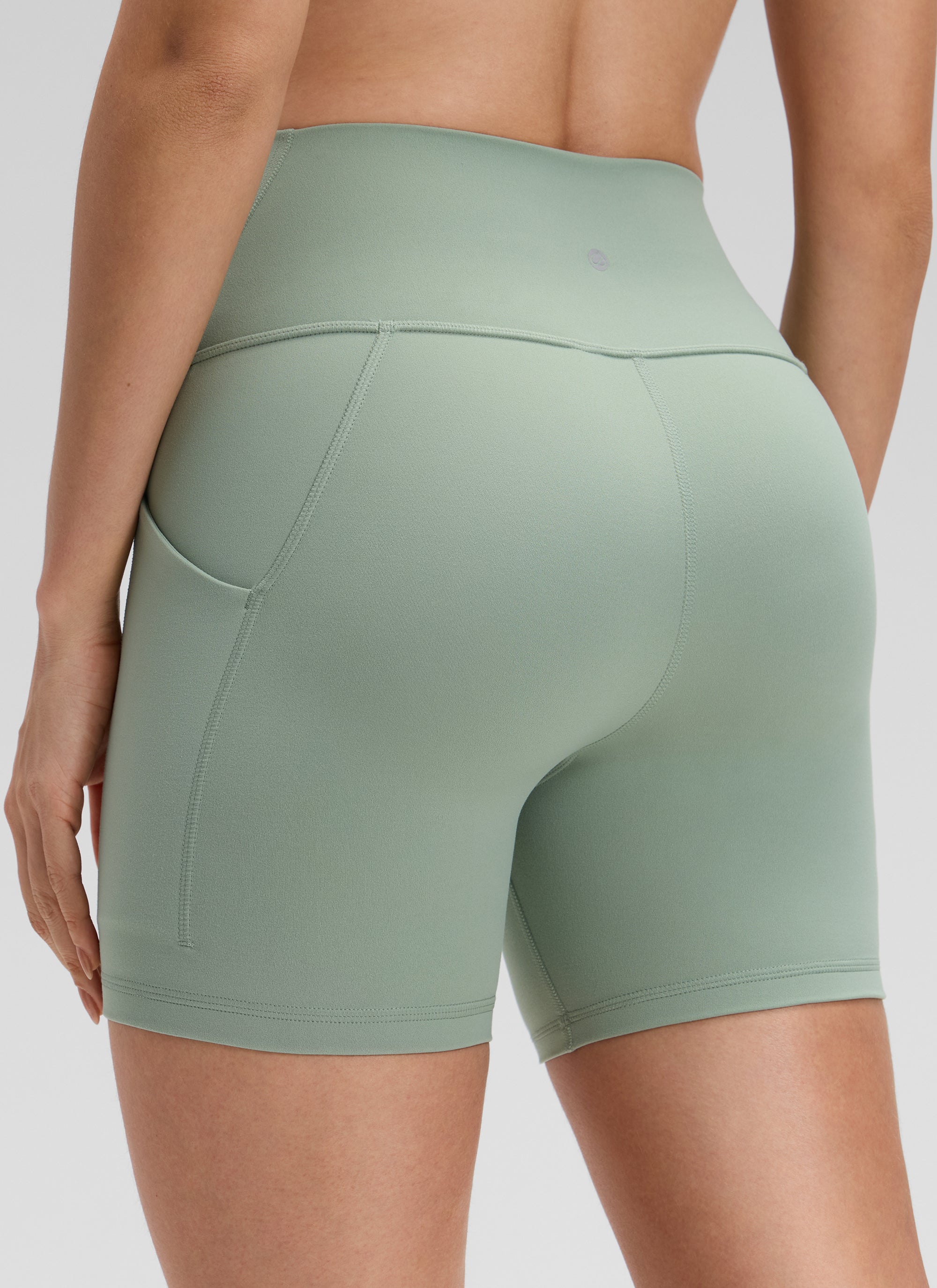מכנסי רכיבה קצרים (בייקר) לנשים של CRZ YOGA עם מותן גבוה, Butterluxe, כיסים, 13 ס"מ, ירוק Palm Court