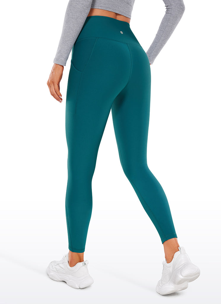 CRZ YOGA Womens Water Resistant Fleece Lined Soft Pockets Leggings 26.5" Light Army Green