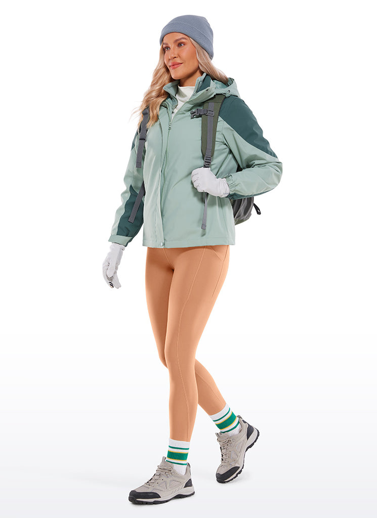 CRZ YOGA Womens Water Resistant Fleece Lined Soft Pockets Leggings 26.5" Green Jade