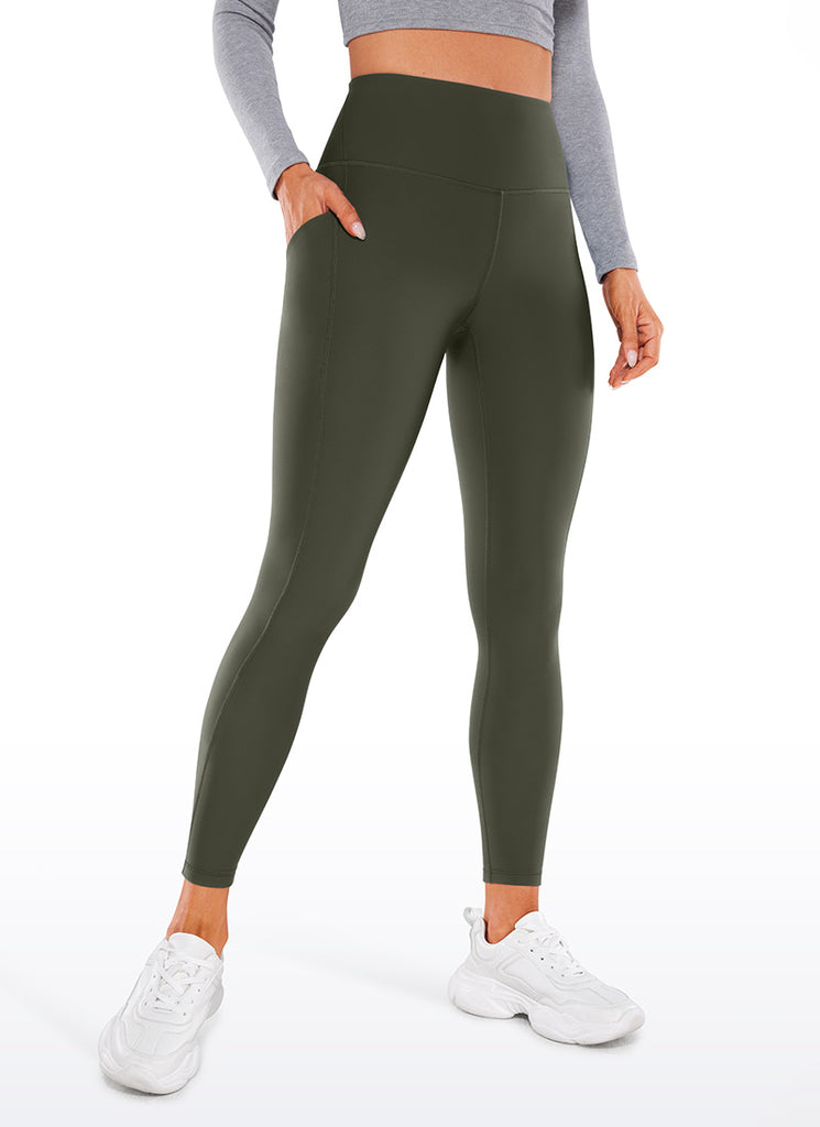 CRZ YOGA Womens Water Resistant Fleece Lined Soft Pockets Leggings 26.5" Ink Gray