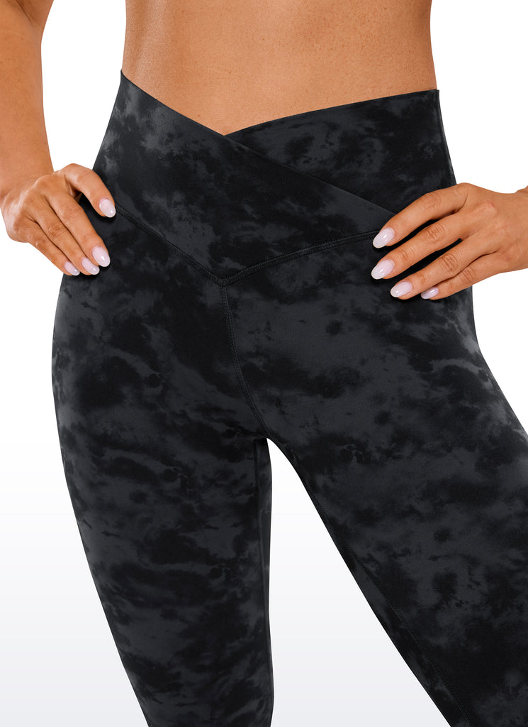 CRZ YOGA Women's High Rise Butterluxe Yoga Leggings 25'' V Cross Waist Noctilucence Red