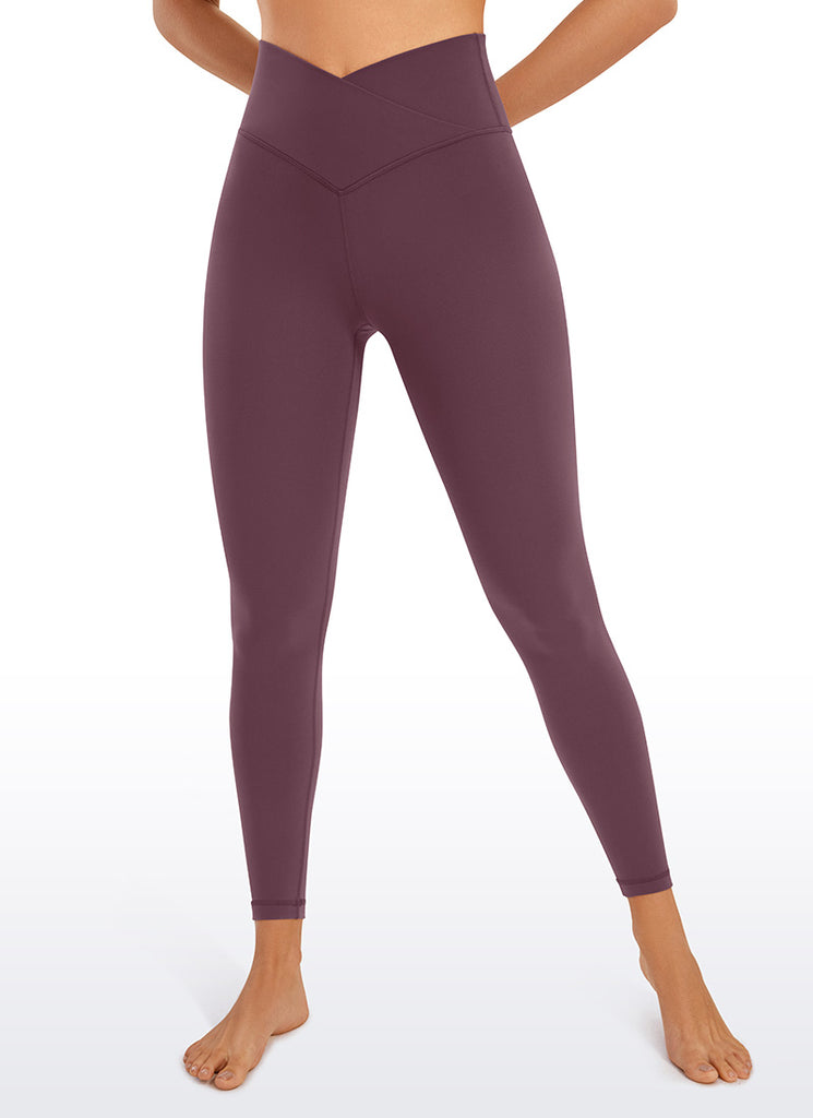 CRZ YOGA Women's High Rise Butterluxe Yoga Leggings 25'' V Cross Waist Super-sonic Blue