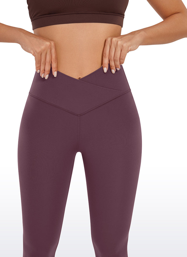 CRZ YOGA Women's High Rise Butterluxe Yoga Leggings 25'' V Cross Waist Arctic Plum