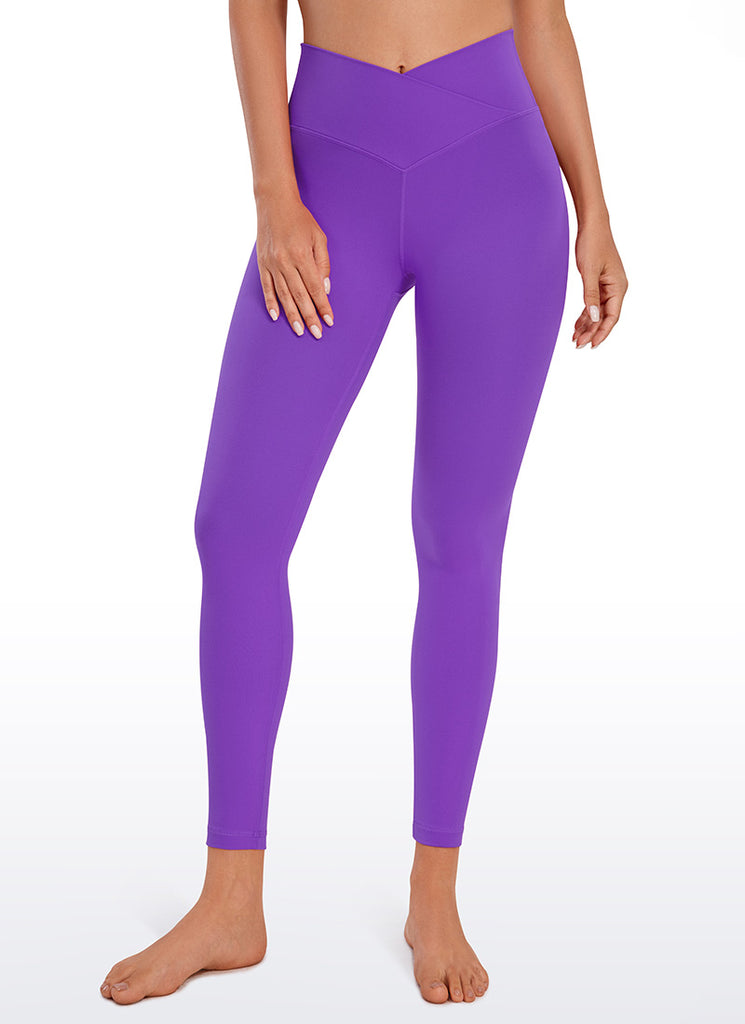 CRZ YOGA Women's High Rise Butterluxe Yoga Leggings 25'' V Cross Waist Arctic Plum
