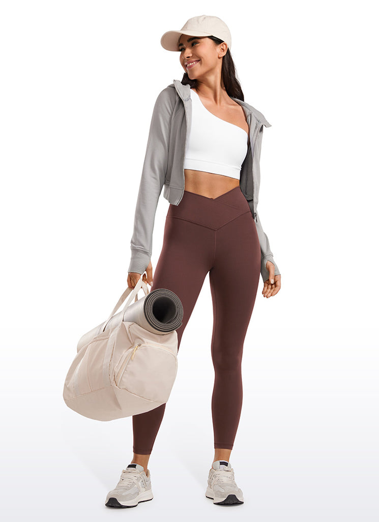 CRZ YOGA Women's High Rise Butterluxe Yoga Leggings 25'' V Cross Waist True Navy