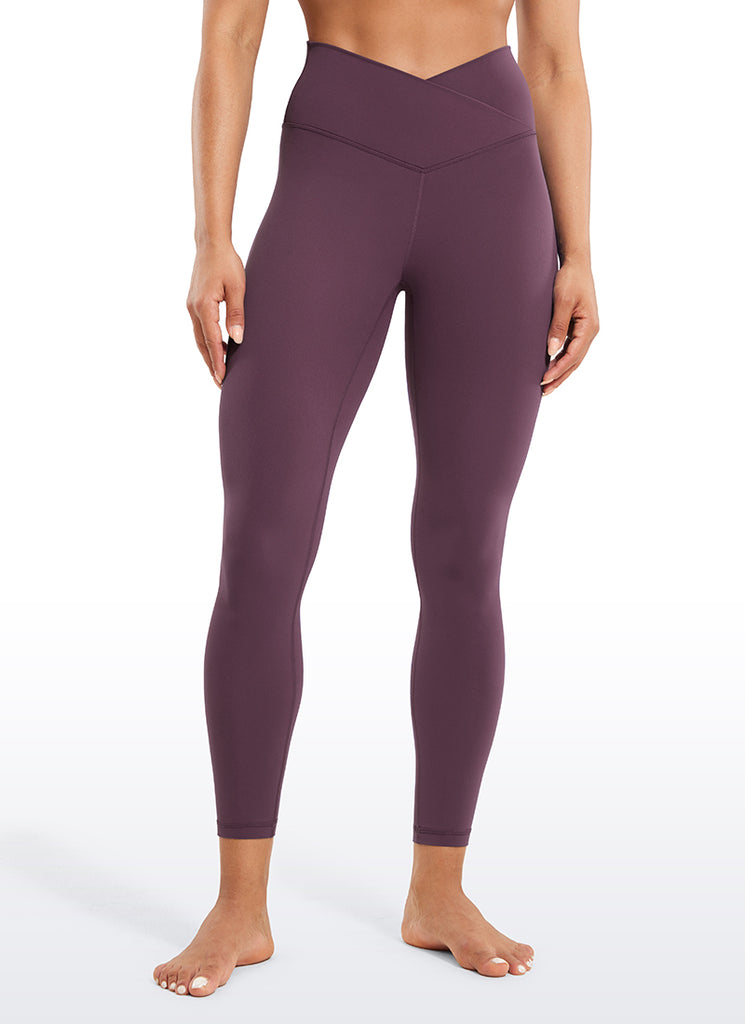 CRZ YOGA Women's High Rise Butterluxe Yoga Leggings 25'' V Cross Waist Magenta Purple