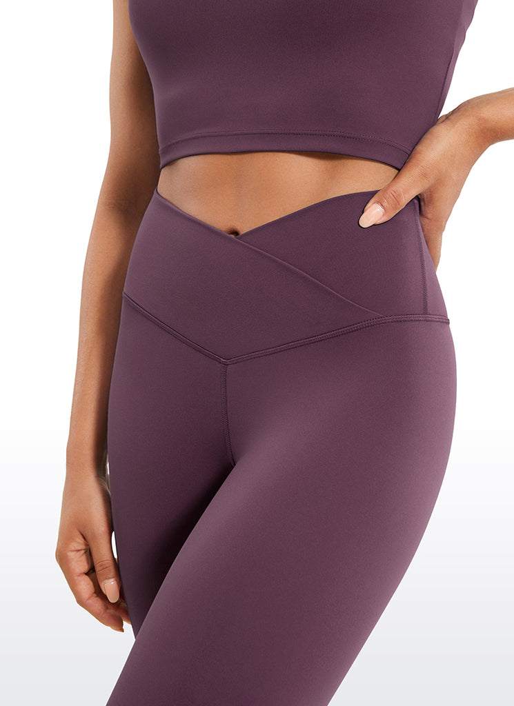 CRZ YOGA Women's High Rise Butterluxe Yoga Leggings 25'' V Cross Waist Magenta Purple