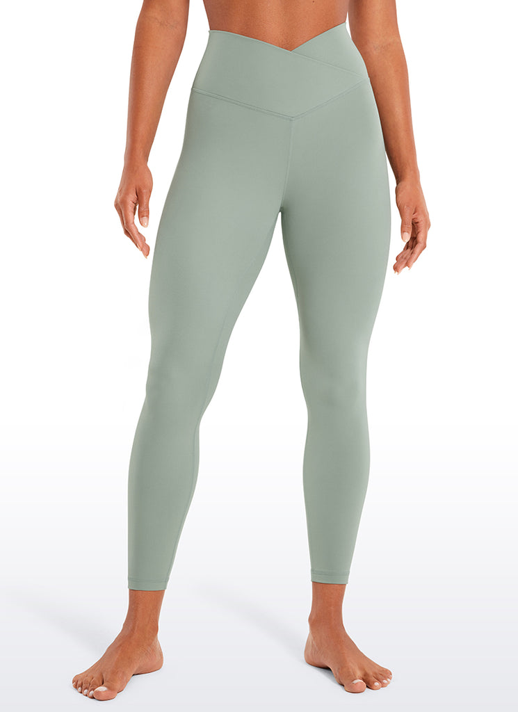 CRZ YOGA Women's High Rise Butterluxe Yoga Leggings 25'' V Cross Waist Pink Peony