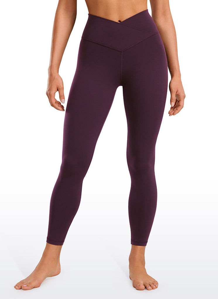 CRZ YOGA Women's High Rise Butterluxe Yoga Leggings 25'' V Cross Waist Deep Purple