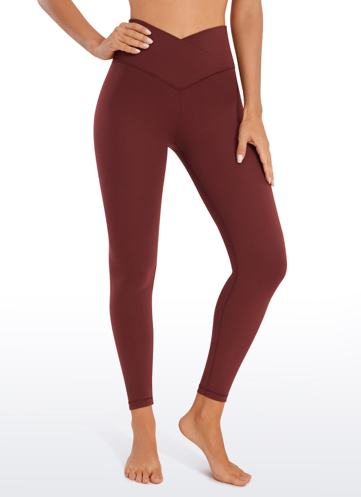 CRZ YOGA Women's High Rise Butterluxe Yoga Leggings 25'' V Cross Waist Oasis Blue