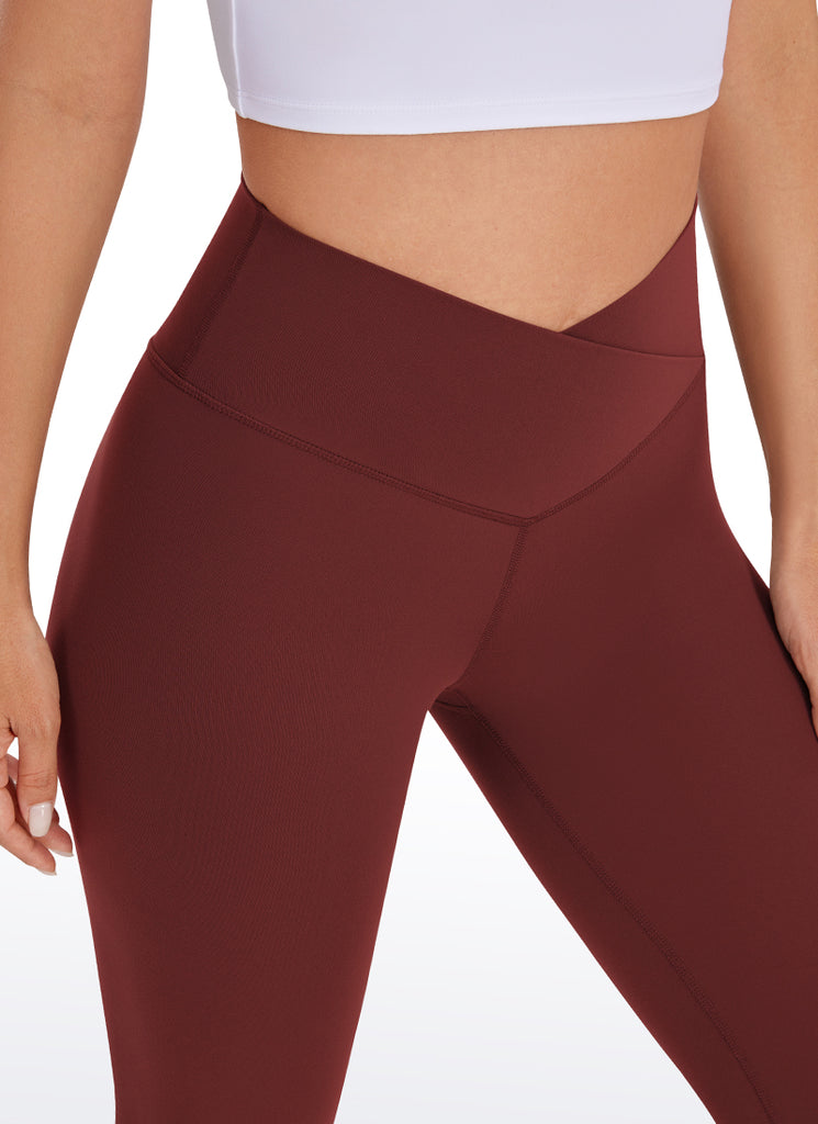 CRZ YOGA Women's High Rise Butterluxe Yoga Leggings 25'' V Cross Waist Noctilucence Red