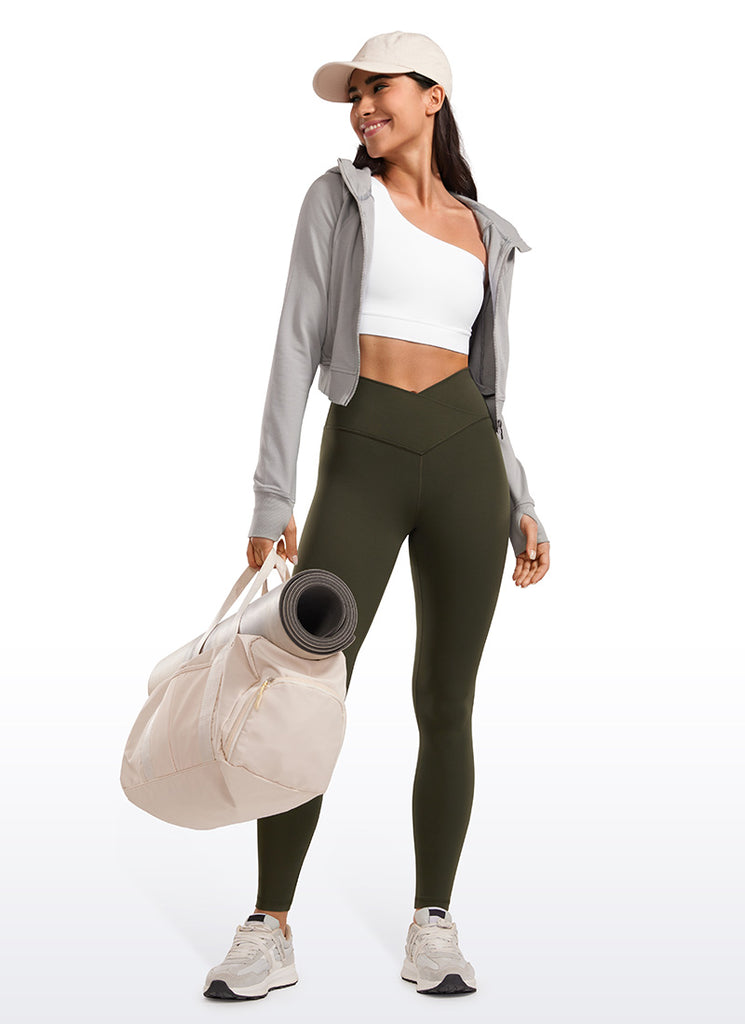 CRZ YOGA Women's High Rise Butterluxe Yoga Leggings 28'' V Cross Waist True Navy