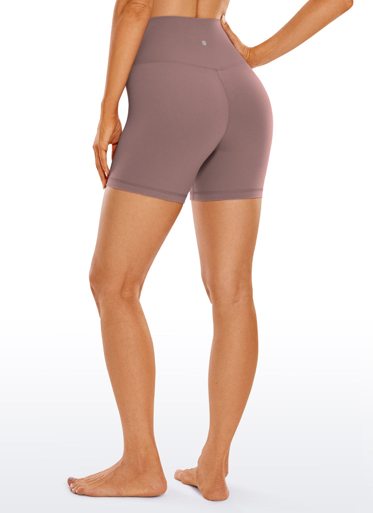 CRZ YOGA Women's High Rise Butterluxe V Cross Waist Biker Shorts 5'' Black