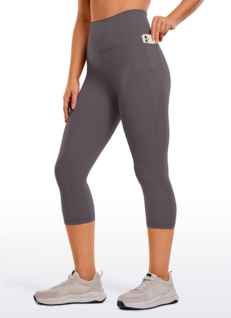 CRZ YOGA Women's Yoga High Rise Butterluxe Capri with Pockets 21'' Grey Olive
