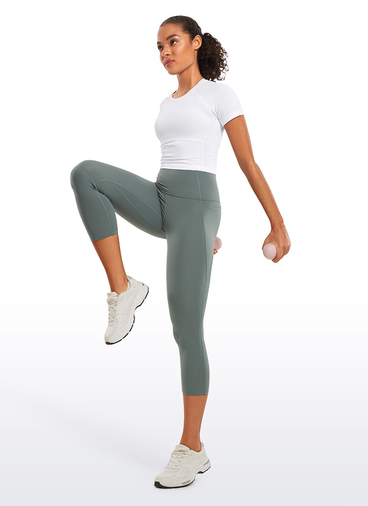 CRZ YOGA Women's Yoga High Rise Butterluxe Capri with Pockets 21'' Green Glow