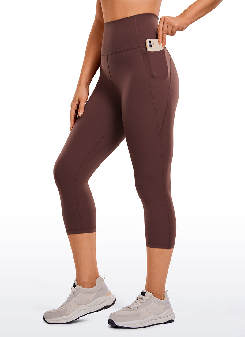 CRZ YOGA Women's Yoga High Rise Butterluxe Capri with Pockets 21'' Grey Olive