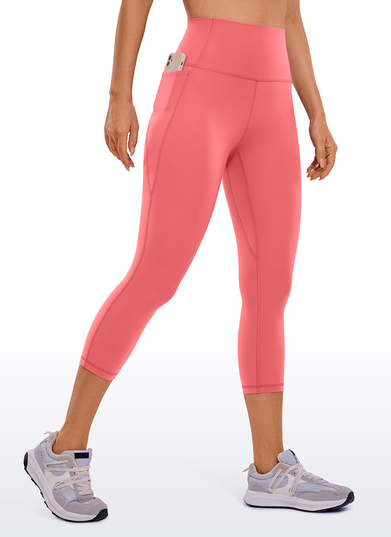 CRZ YOGA Women's Yoga High Rise Butterluxe Capri with Pockets 21'' Dark Red