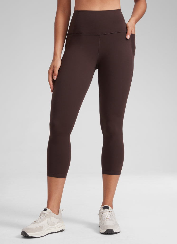 CRZ YOGA Women's Yoga High Rise Butterluxe Capri with Pockets 21'' Soul Brown