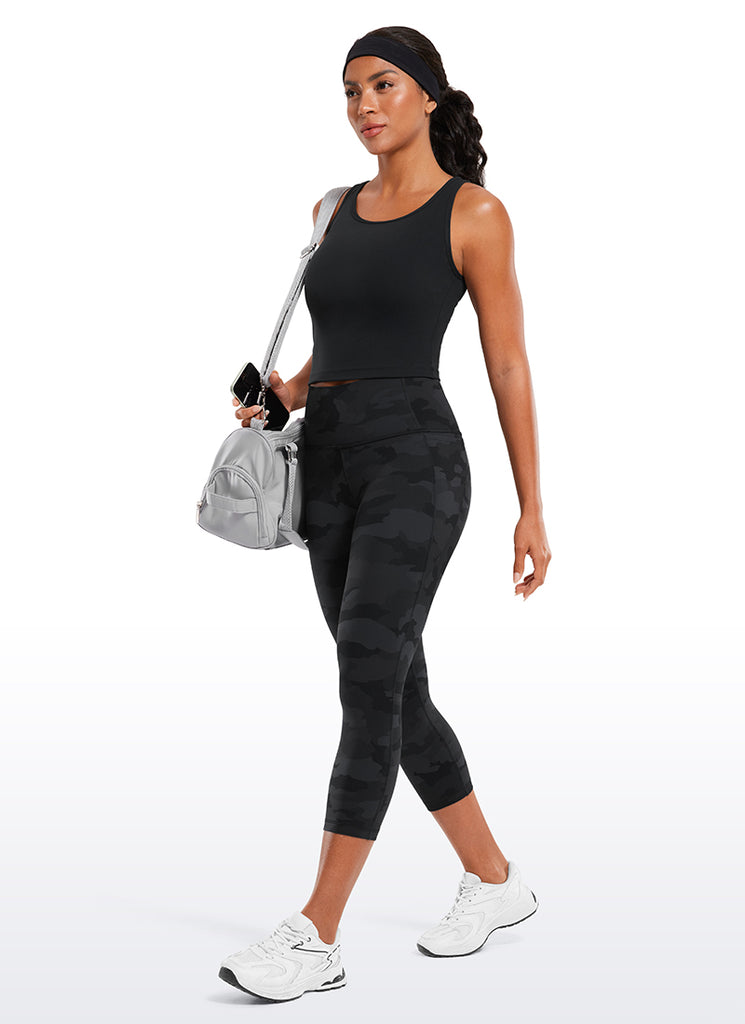 CRZ YOGA Women's Yoga High Rise Butterluxe Capri with Pockets 21'' Tie Dye Smoke Ink