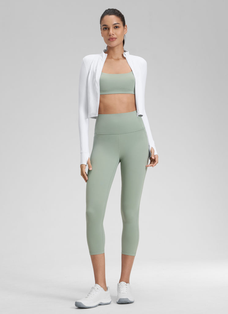 CRZ YOGA Women's Yoga High Rise Butterluxe Capri with Pockets 21'' Spectral Blue