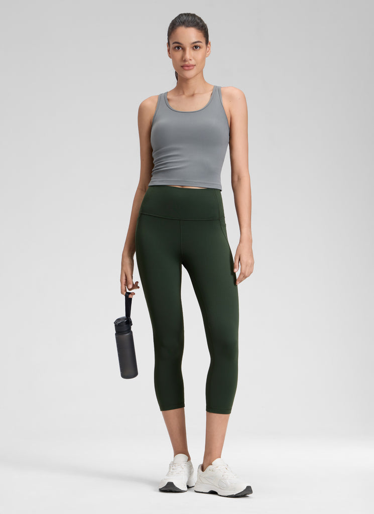 CRZ YOGA Women's Yoga High Rise Butterluxe Capri with Pockets 21'' Sparkle Blue