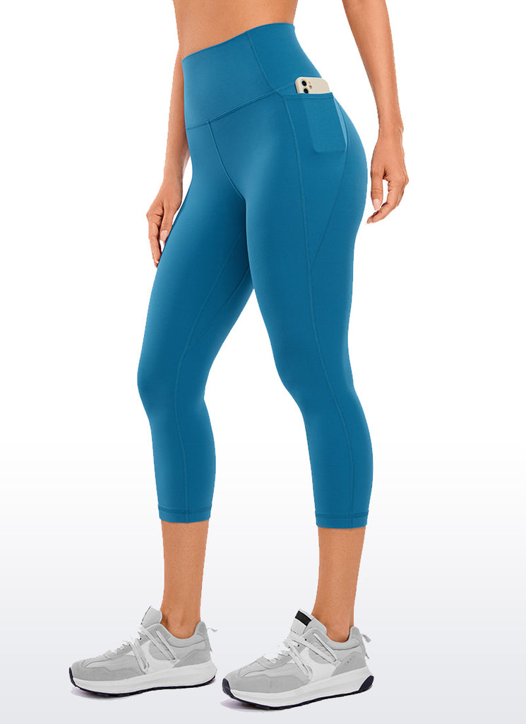 CRZ YOGA Women's Yoga High Rise Butterluxe Capri with Pockets 21'' Super-sonic Blue