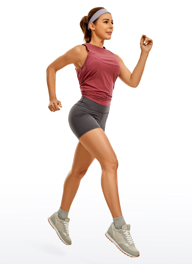 CRZ YOGA Women's Yoga High Rise Biker Brushed Nakedfeel Shorts 4'' Melanite