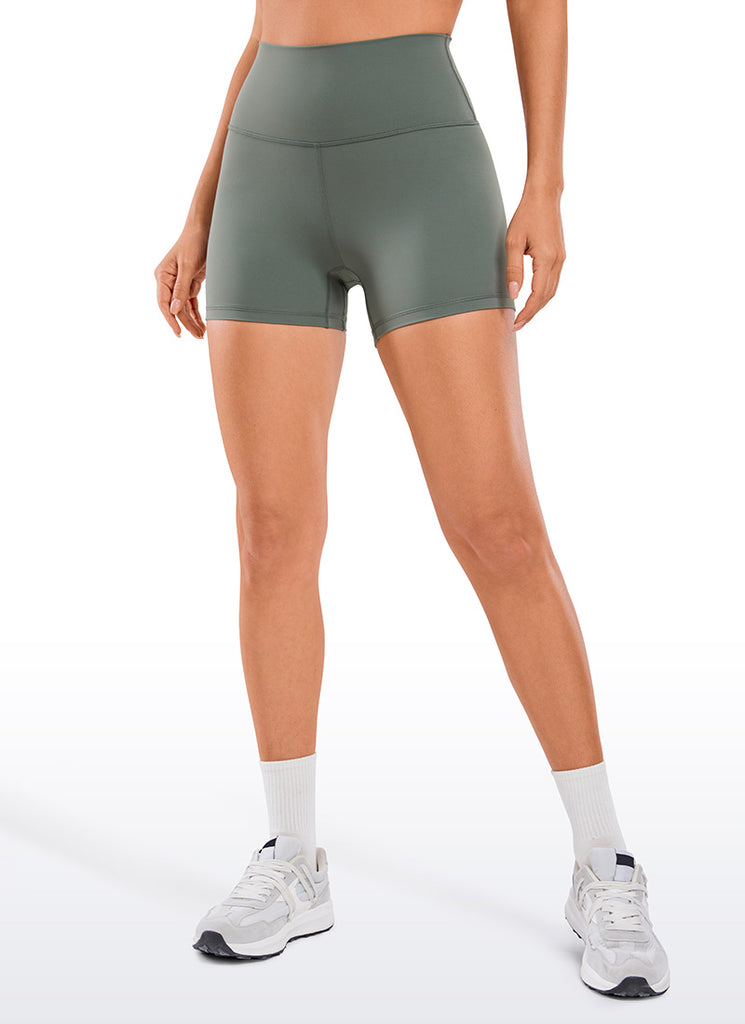 CRZ YOGA Women's Yoga High Rise Biker Brushed Nakedfeel Shorts 4'' Tornado