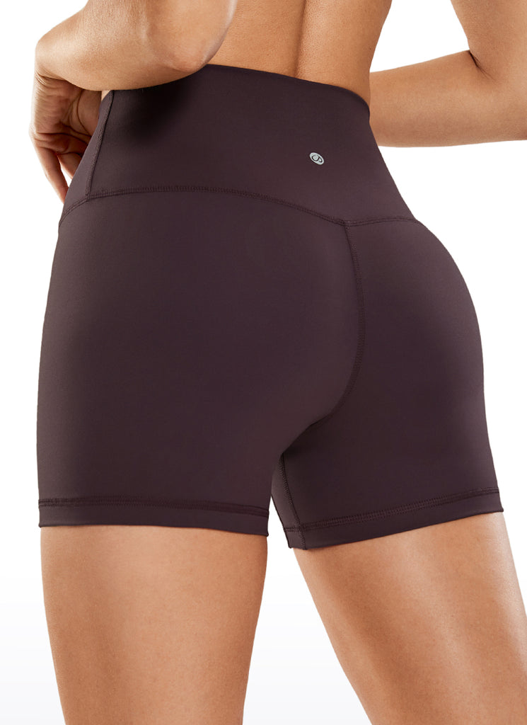 CRZ YOGA Women's Yoga High Rise Biker Brushed Nakedfeel Shorts 4'' Arctic Plum