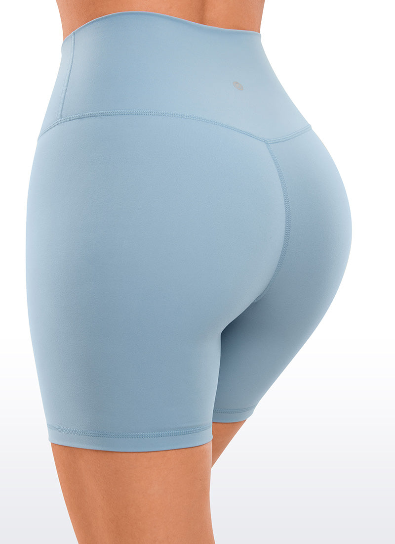 CRZ YOGA Women's Yoga High Rise Biker Brushed Nakedfeel Shorts 6'' Tornado