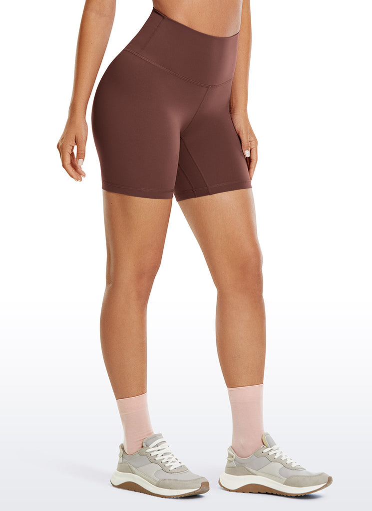 CRZ YOGA Women's Yoga High Rise Biker Brushed Nakedfeel Shorts 6'' The Breeze Blue