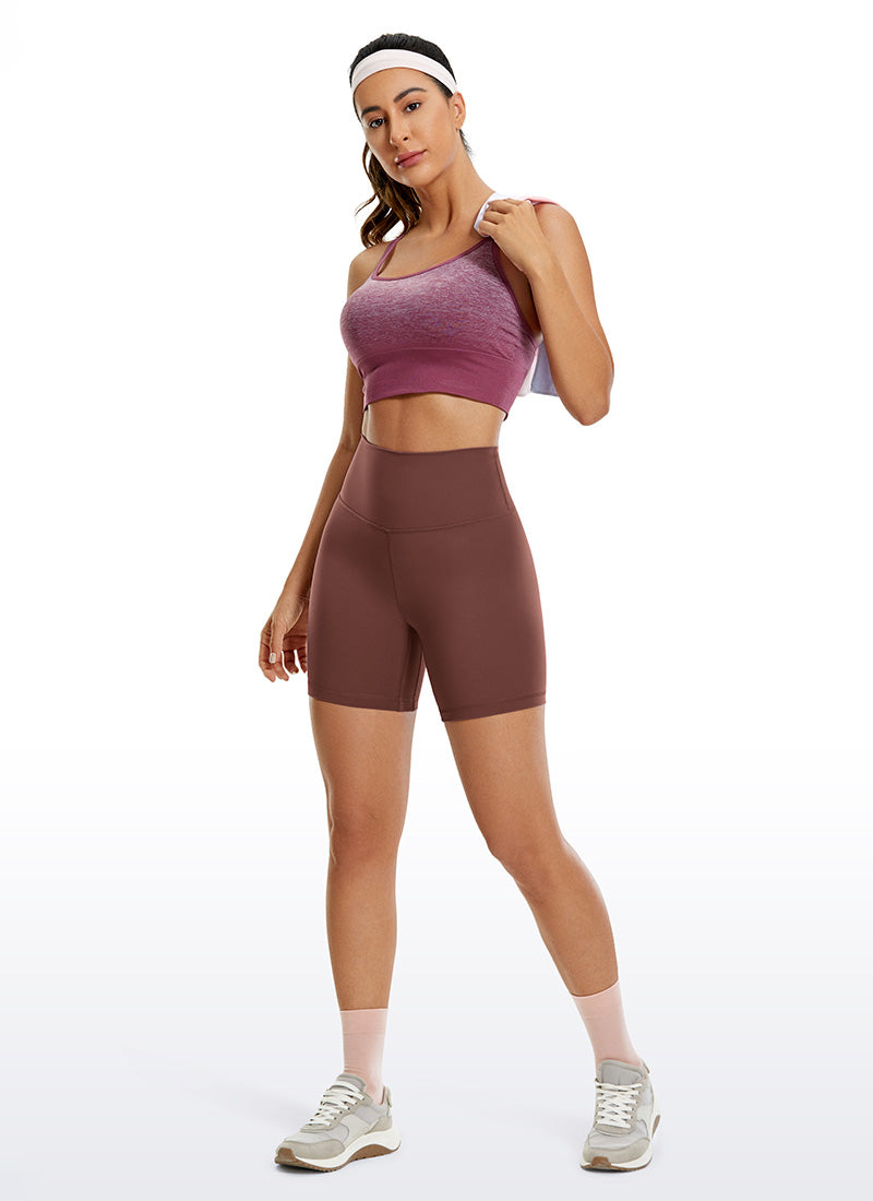 CRZ YOGA Women's Yoga High Rise Biker Brushed Nakedfeel Shorts 6'' The Breeze Blue