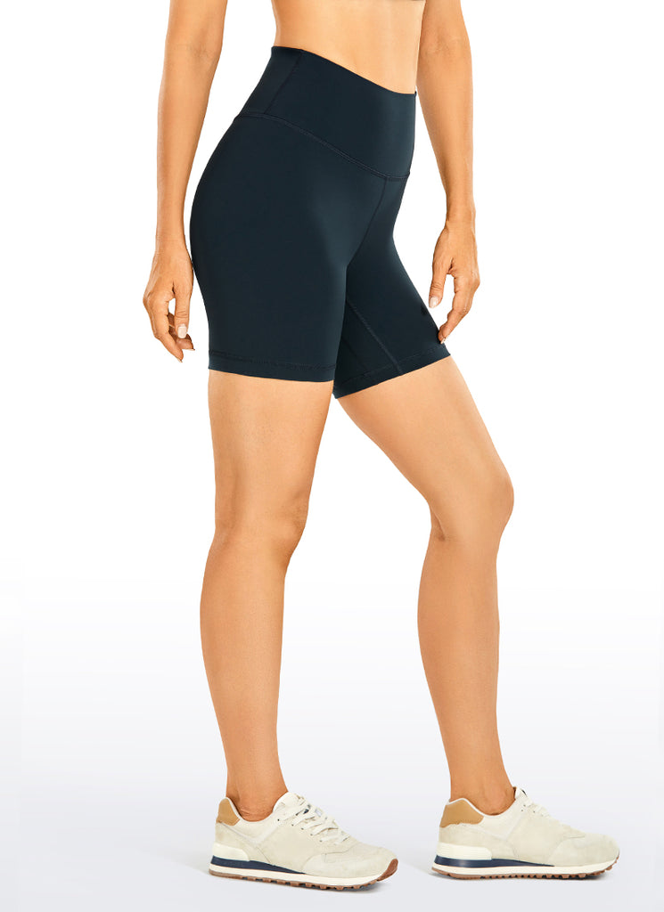 CRZ YOGA Women's Yoga High Rise Biker Brushed Nakedfeel Shorts 6'' Dark Carbon