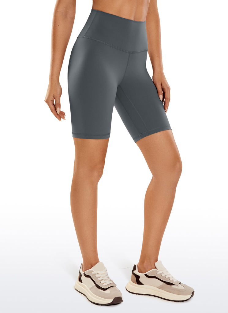 CRZ YOGA Women's Yoga High Rise Biker Brushed Nakedfeel Shorts 8'' True Navy