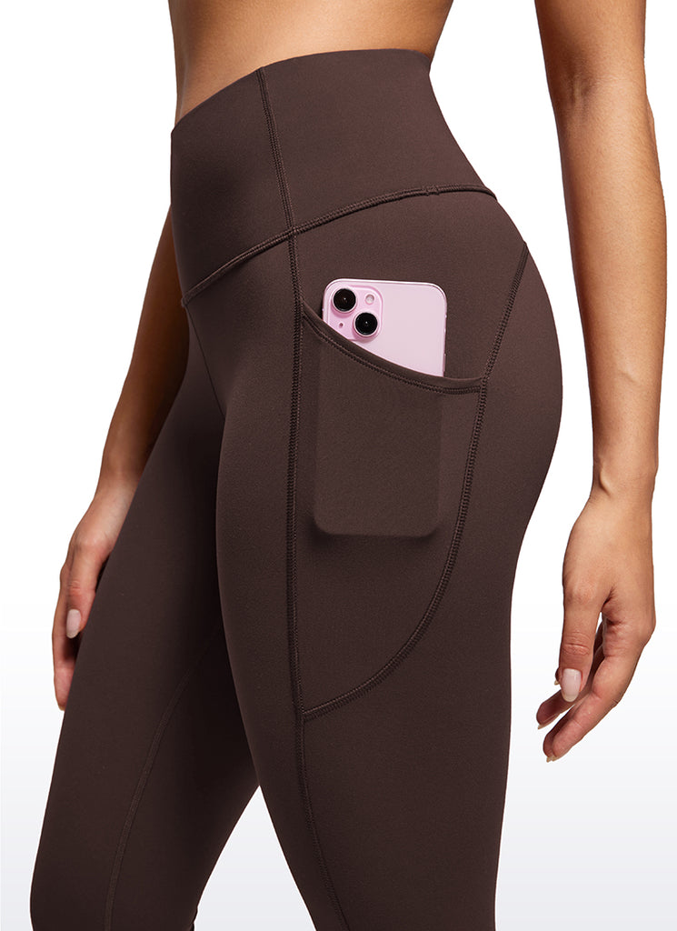 CRZ YOGA Women's Train High Rise Brushed Nakedfeel Pocket Legging 25'' Taupe