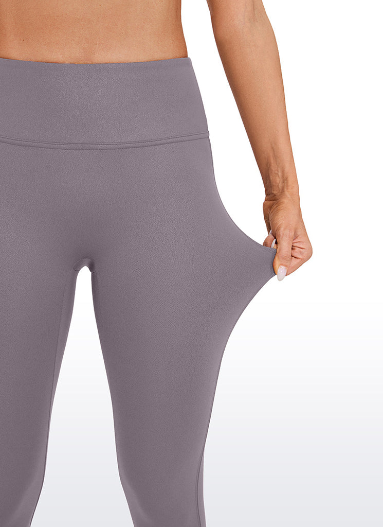 CRZ YOGA Women Butterluxe Matte Faux Leather No Front Seam Leggings 26.5'' Tornado Grey Classic Pattern