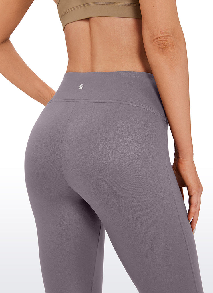CRZ YOGA Women Butterluxe Matte Faux Leather No Front Seam Leggings 26.5'' Tornado Grey Classic Pattern