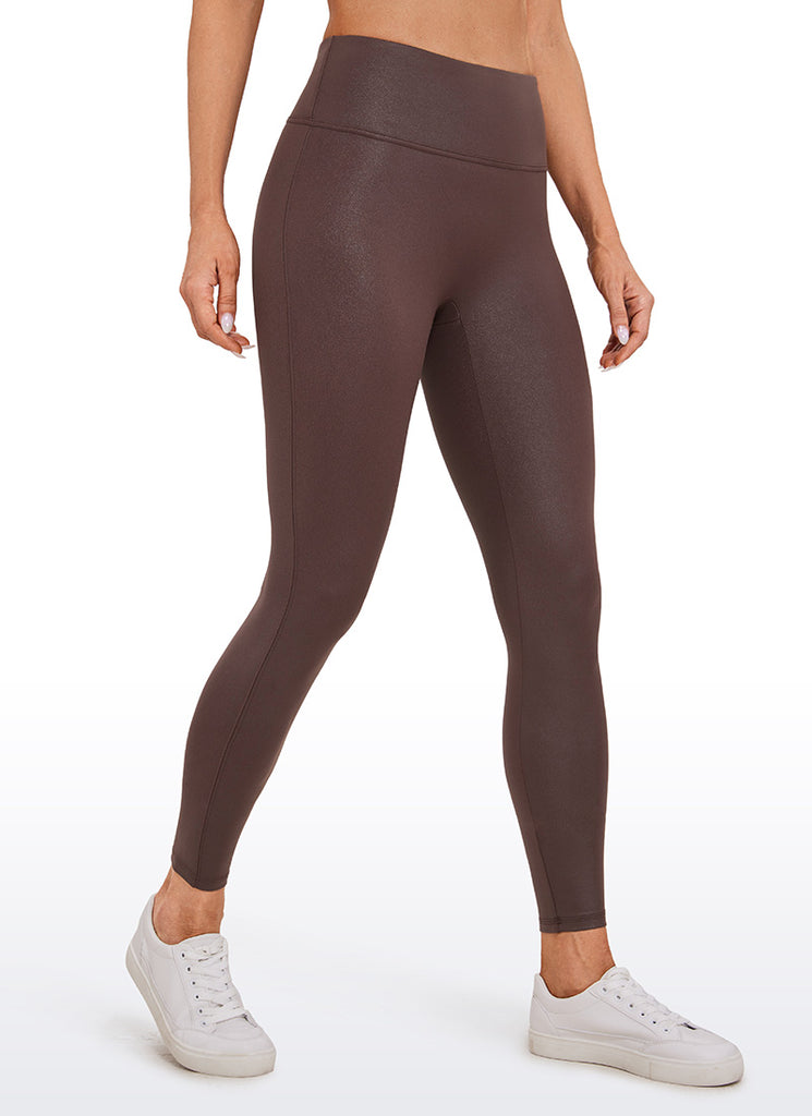 CRZ YOGA Women Butterluxe Matte Faux Leather No Front Seam Leggings 26.5'' Taupe Classic Pattern
