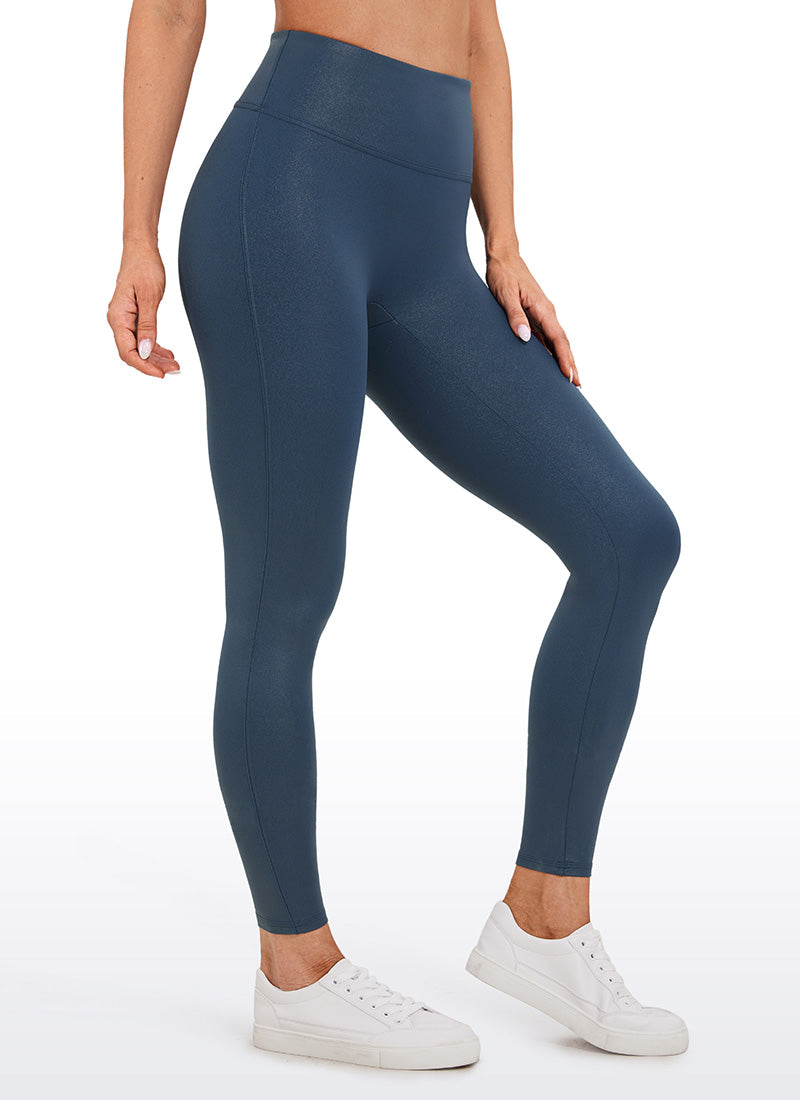 CRZ YOGA Women Butterluxe Matte Faux Leather No Front Seam Leggings 26.5'' FRENCH NAVY Classic Pattern