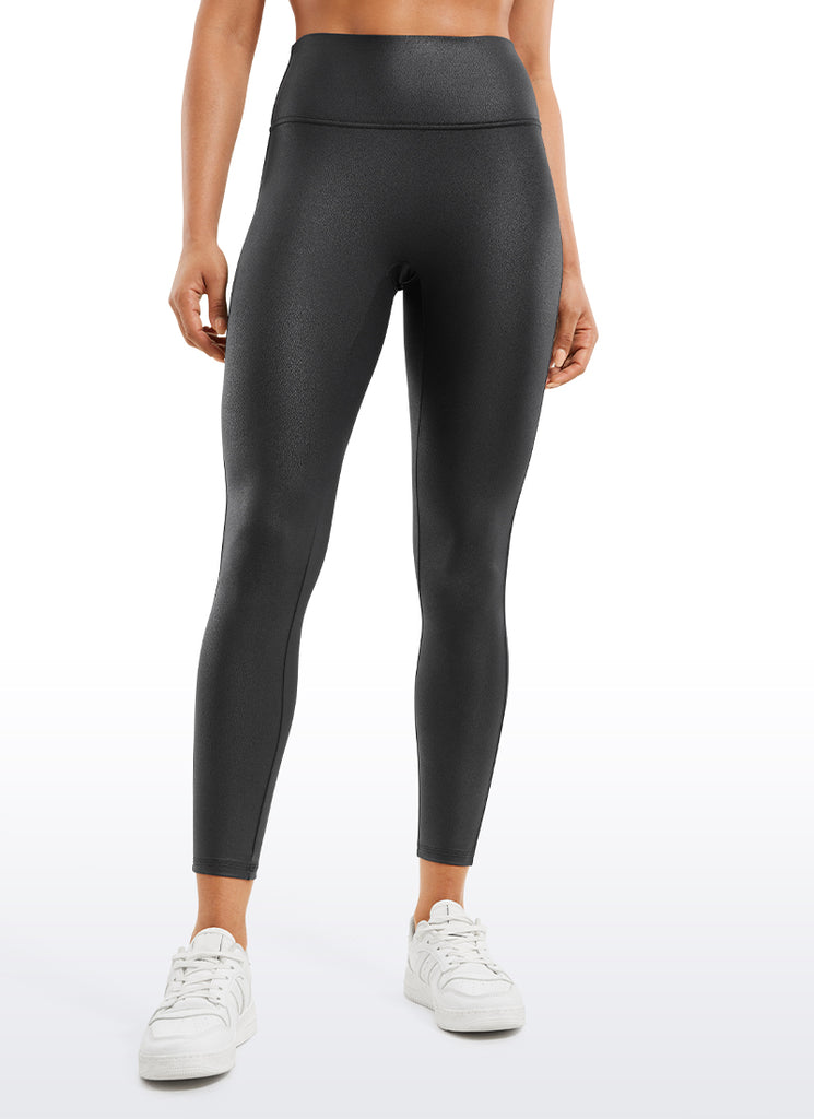 CRZ YOGA Women Butterluxe Matte Faux Leather No Front Seam Leggings 25'' Black Classic