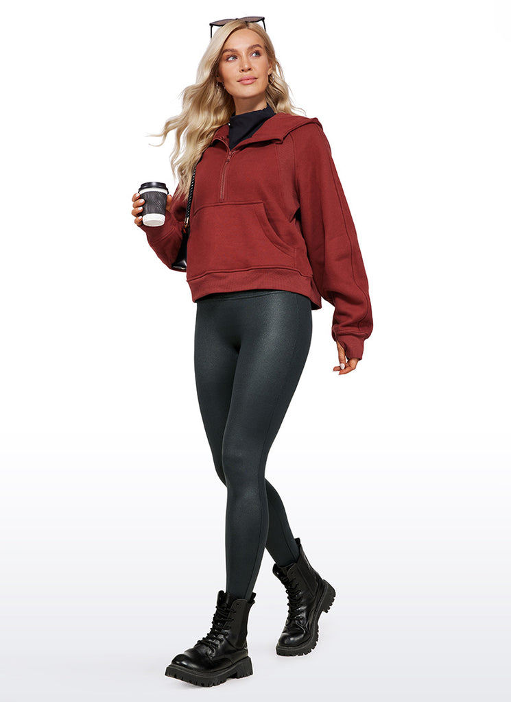 CRZ YOGA Women Butterluxe Matte Faux Leather No Front Seam Leggings 28'' Ruby Red Classic Pattern